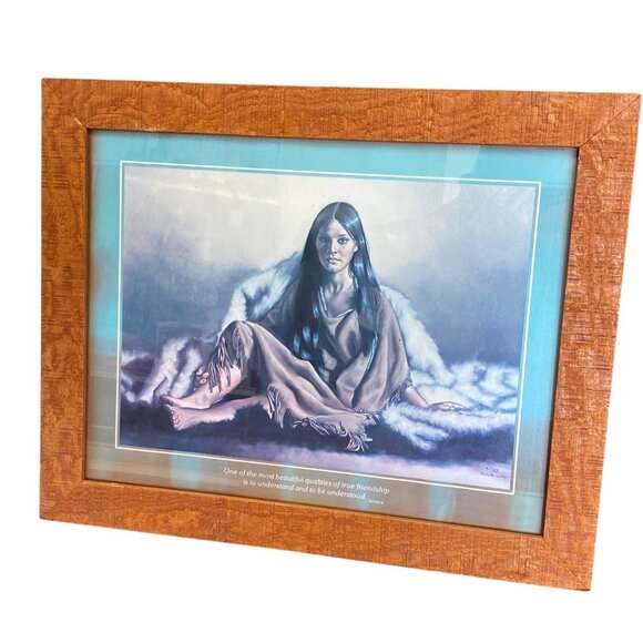 Framed Native American Woman Portrait Art Print W/ Quote By Seneca - Picture 2 of 6